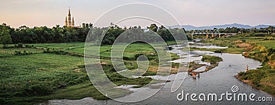 Panorama on a daily life scene, Phong Nha-Ke Bang National Park, Vietnam Editorial Stock Photo